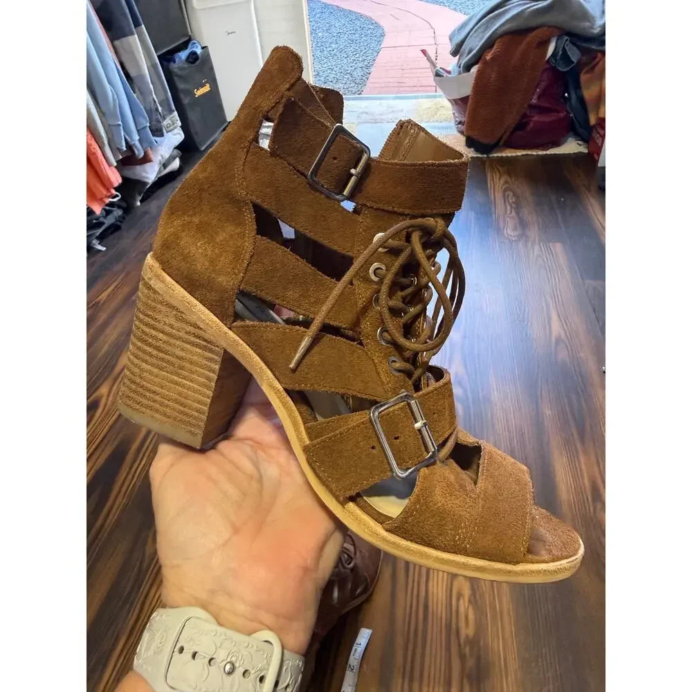 Steve Madden Jackson Heeled Lace Up Sandals Size 8